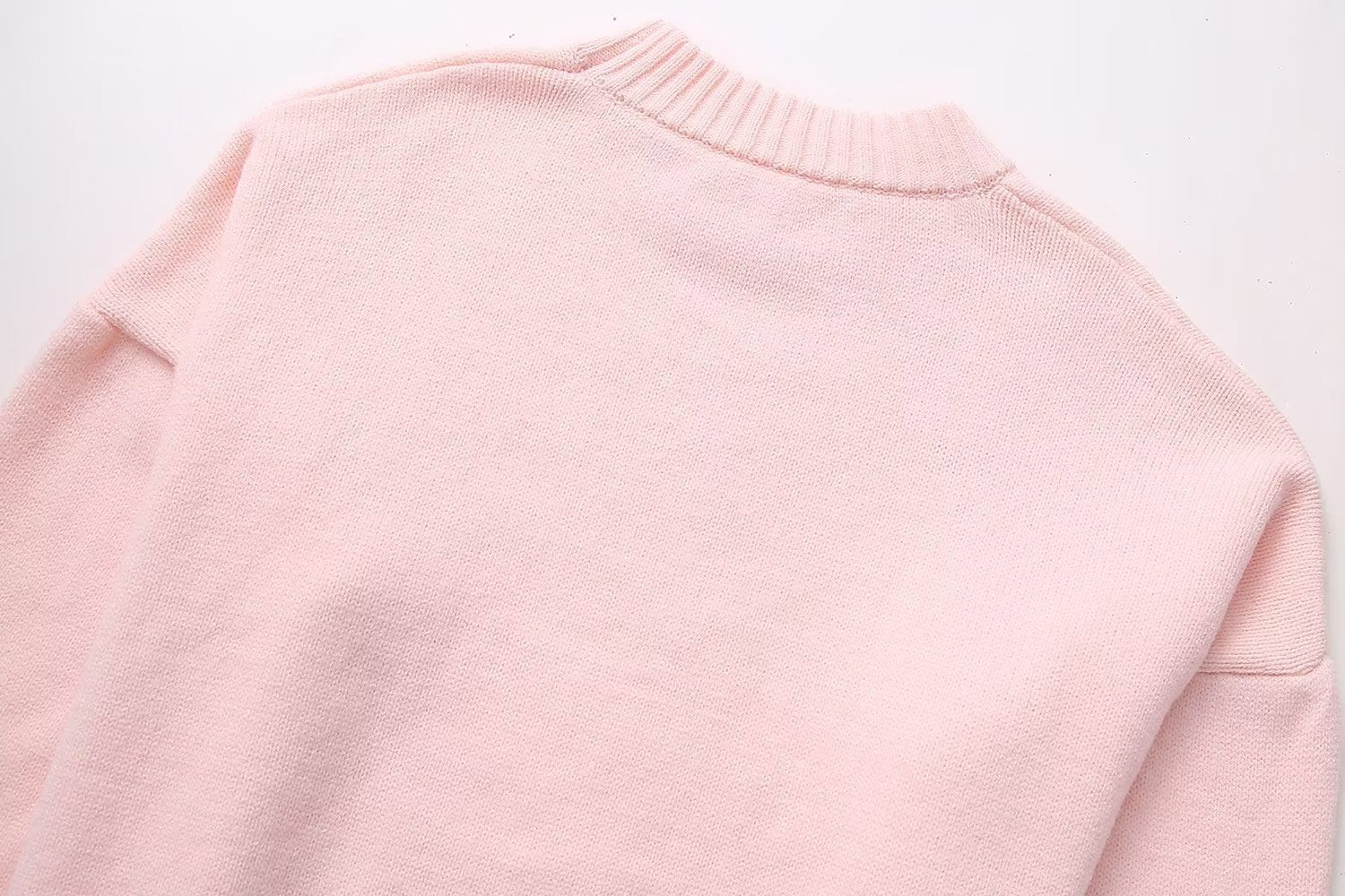 Pull Rose Col Rond Femme