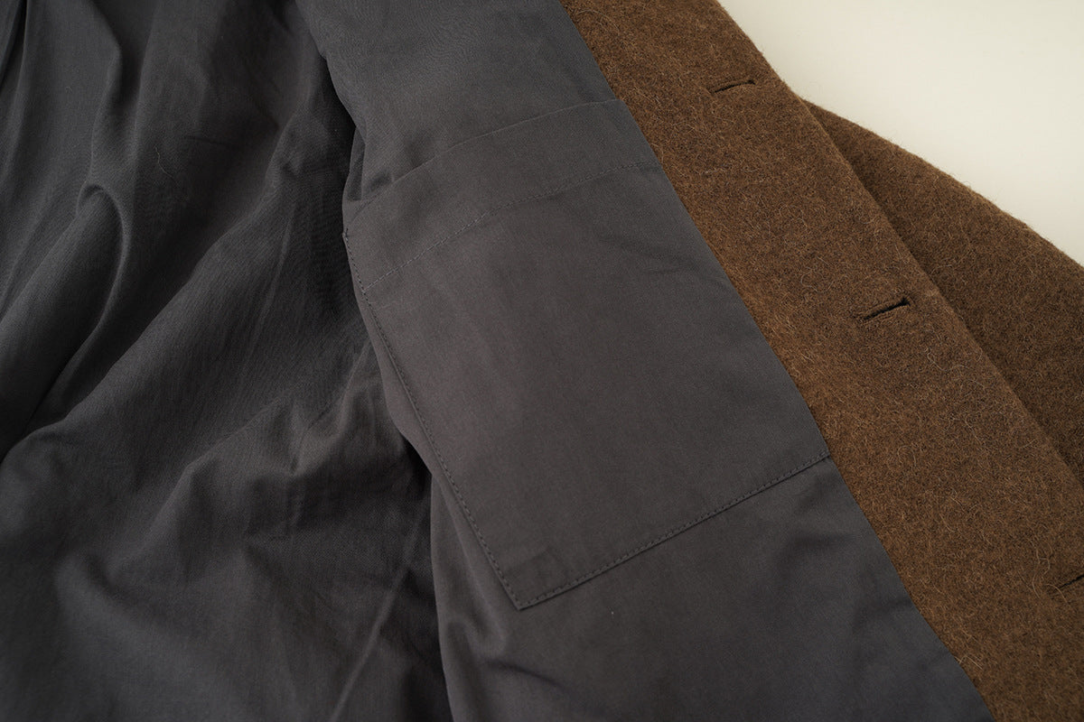 Manteau Court en Laine Style Old Money avec Col Revers