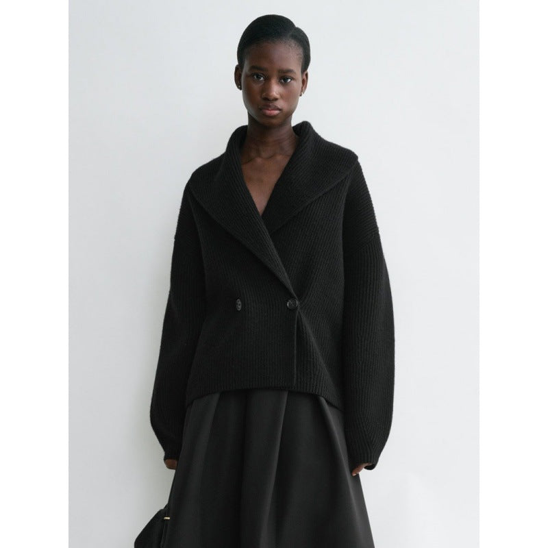 Longmei Curved Green Fruit Collar 2025 Autumn And Winter New Normcore Scandinavian Style Tot Loose Cardigan Knitted Cardigan For Women