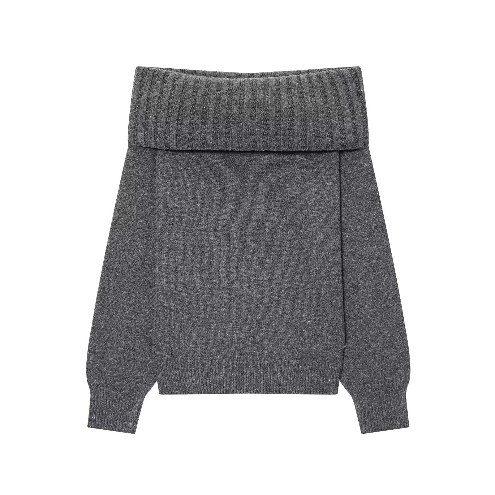 Ins Sexy One-Line Collar Pullover Knitwear 2025 Autum Cross-Border French Sexy Off-Shoulder Long-Sleeved Knitwear Top