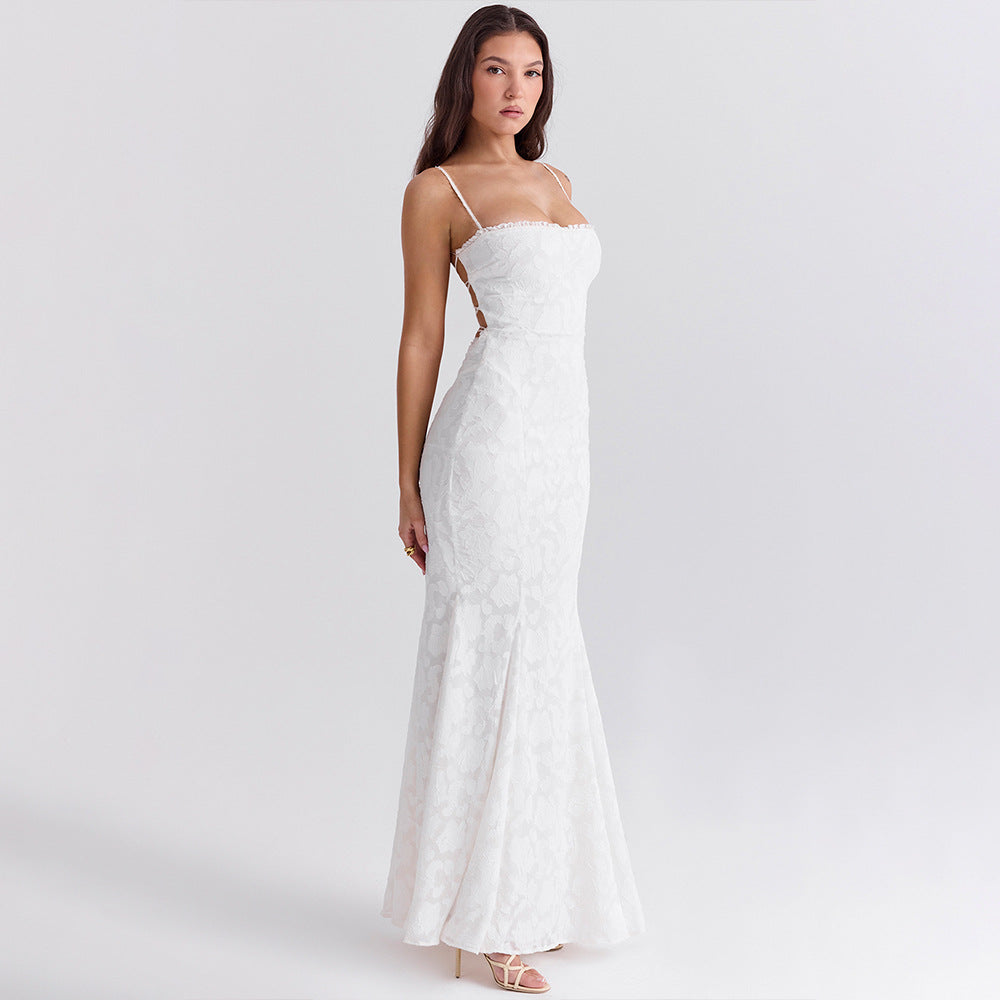 Robe longue dos nu à bretelles