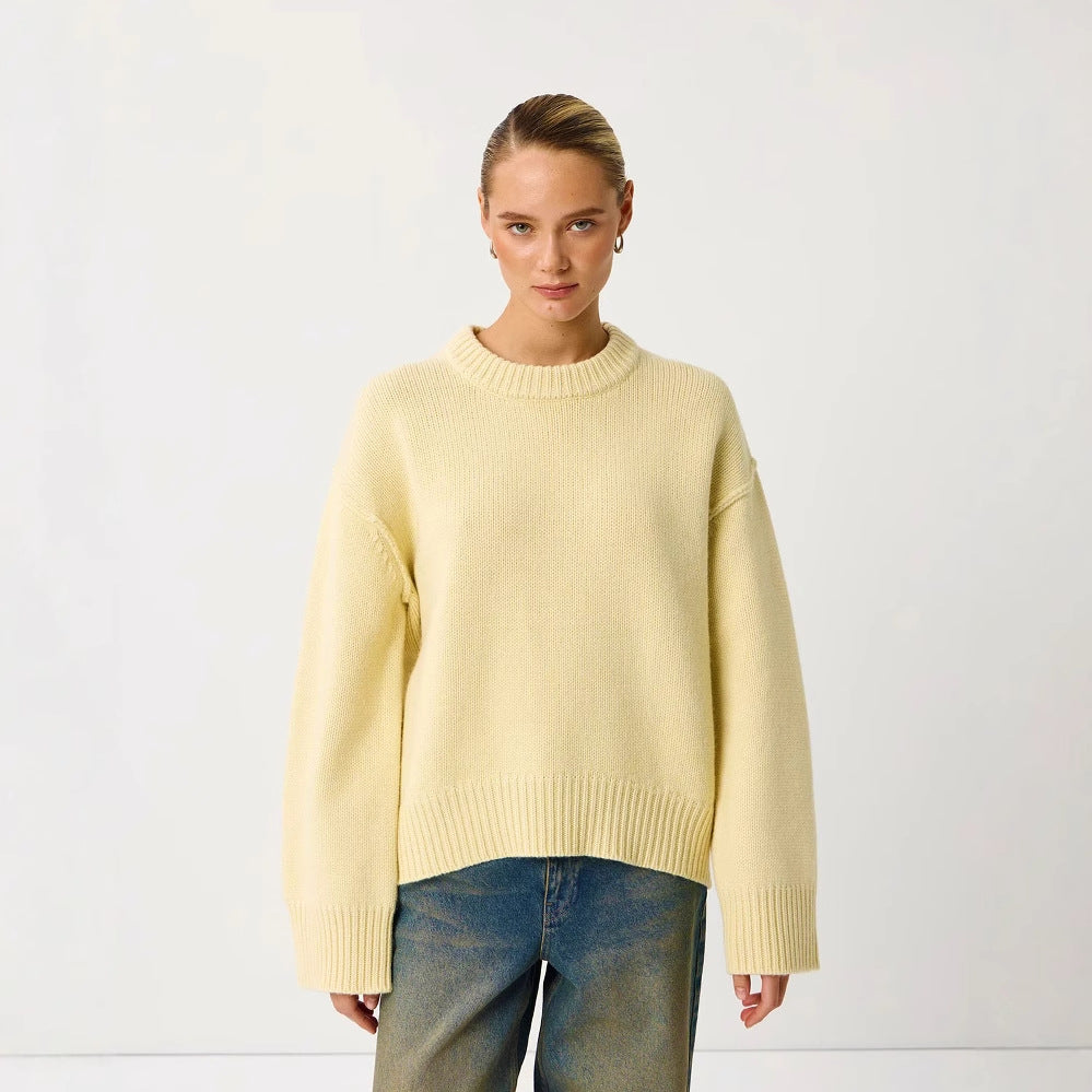 070 Russian Cross-Border Sweater Knitted New Amazon European And American Style Sweater Autumn And Winter Round Neck Sweater Loose