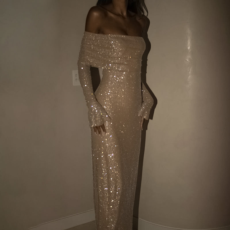 Robe Longue Paillette Femme