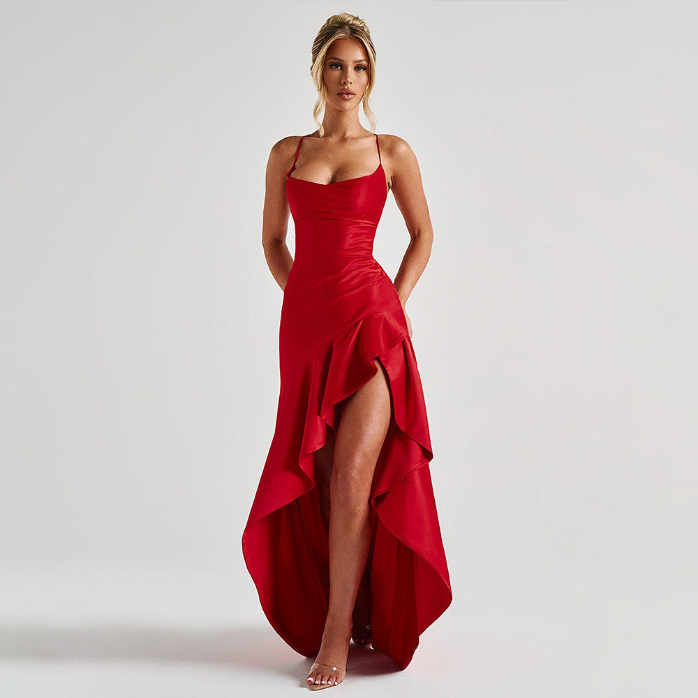Robe Longue fente en Satin