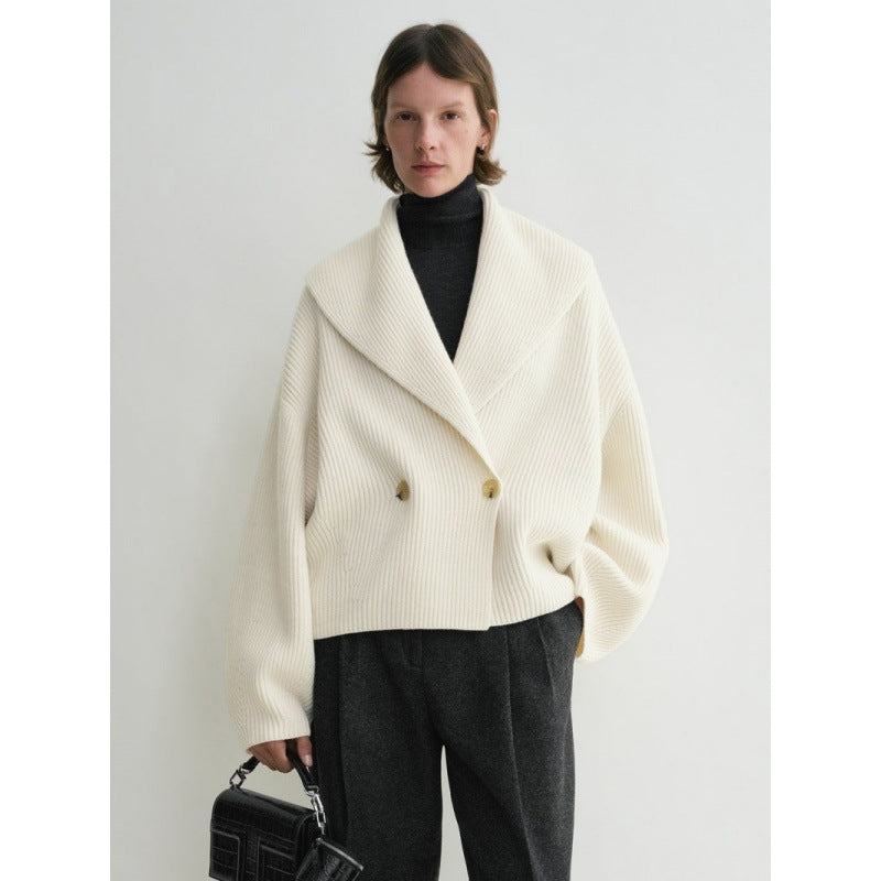 Longmei Curved Green Fruit Collar 2025 Autumn And Winter New Normcore Scandinavian Style Tot Loose Cardigan Knitted Cardigan For Women