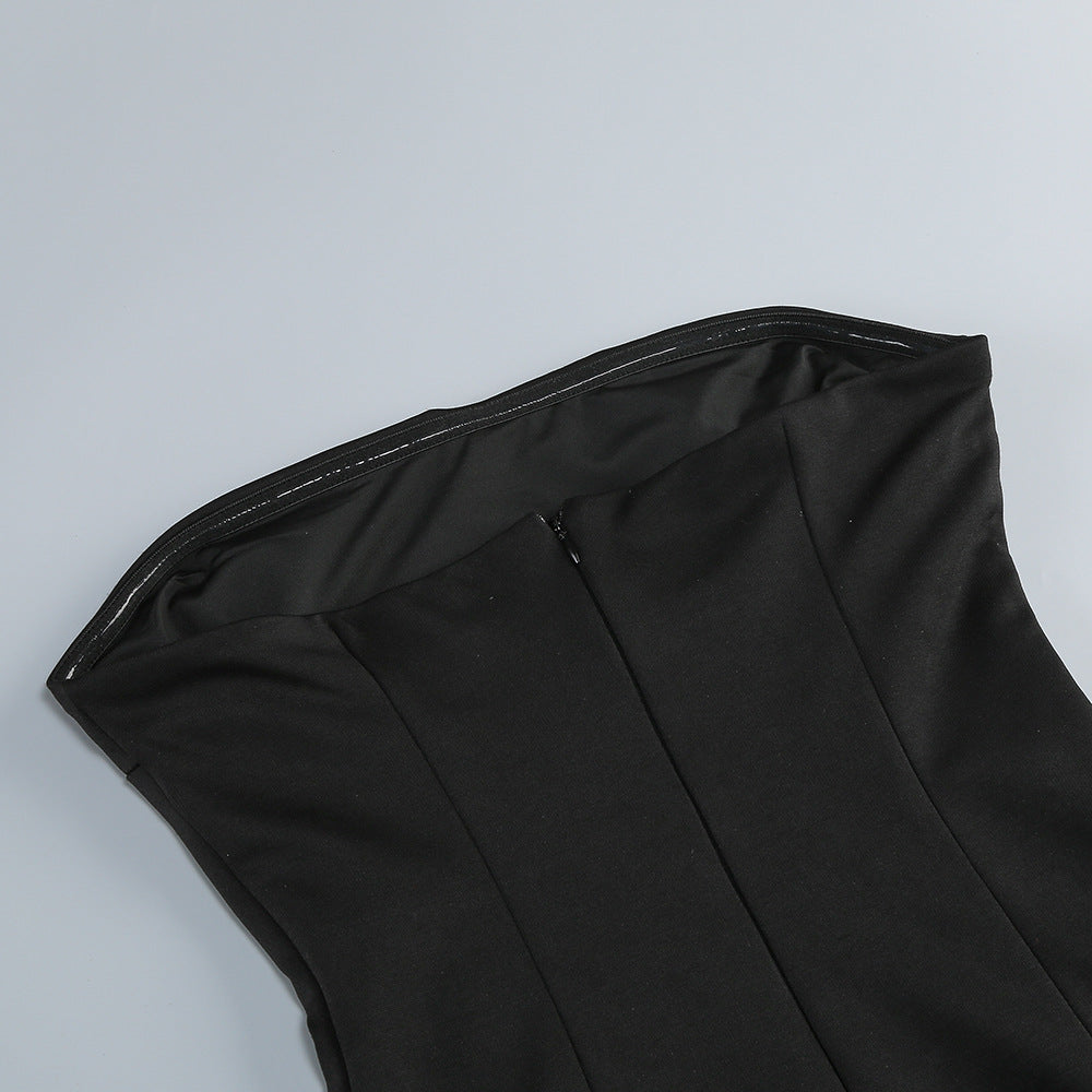 Robe longue bustier à jupe texturée