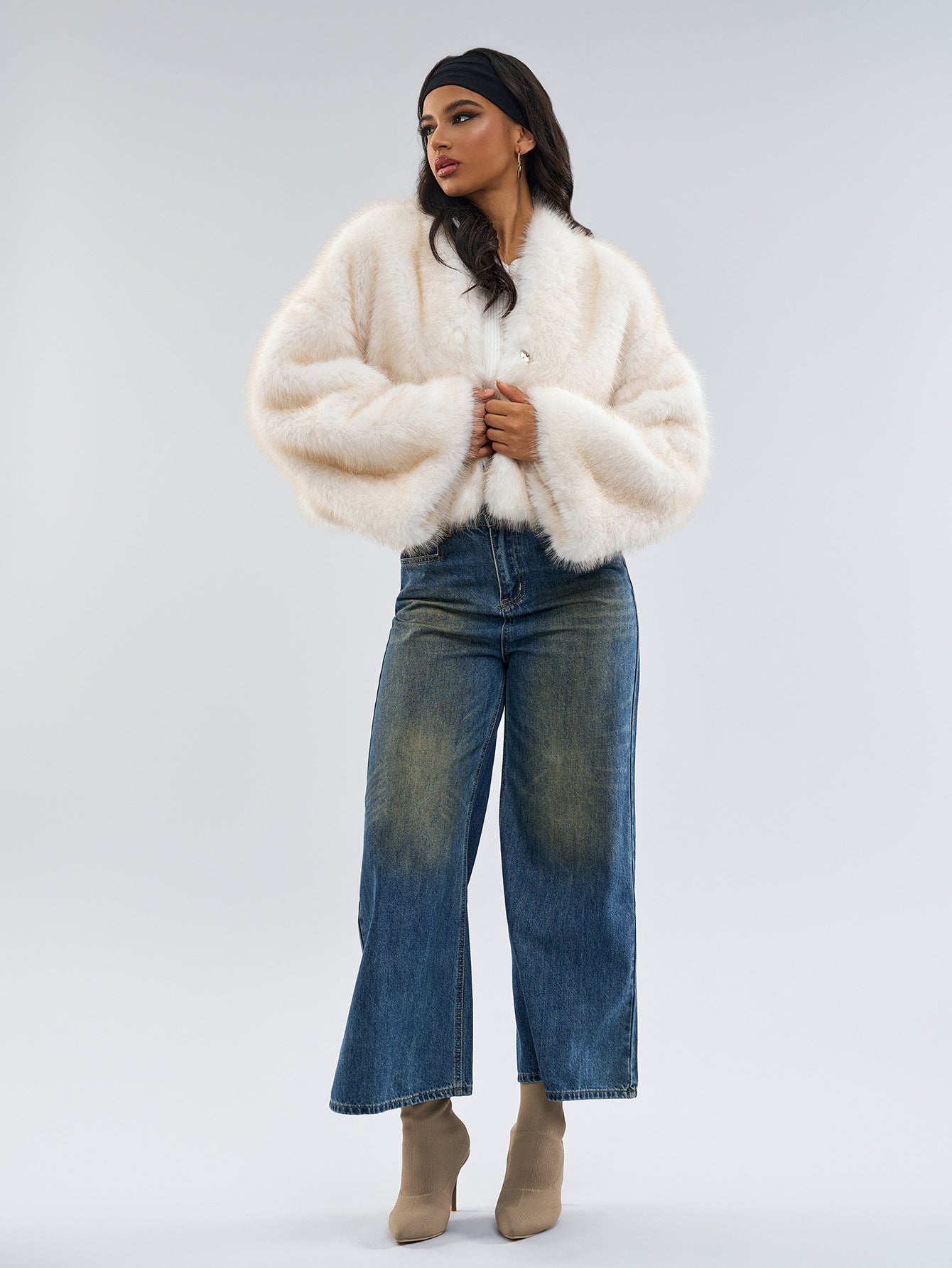 Veste Femme en Fausse Fourrure Courte