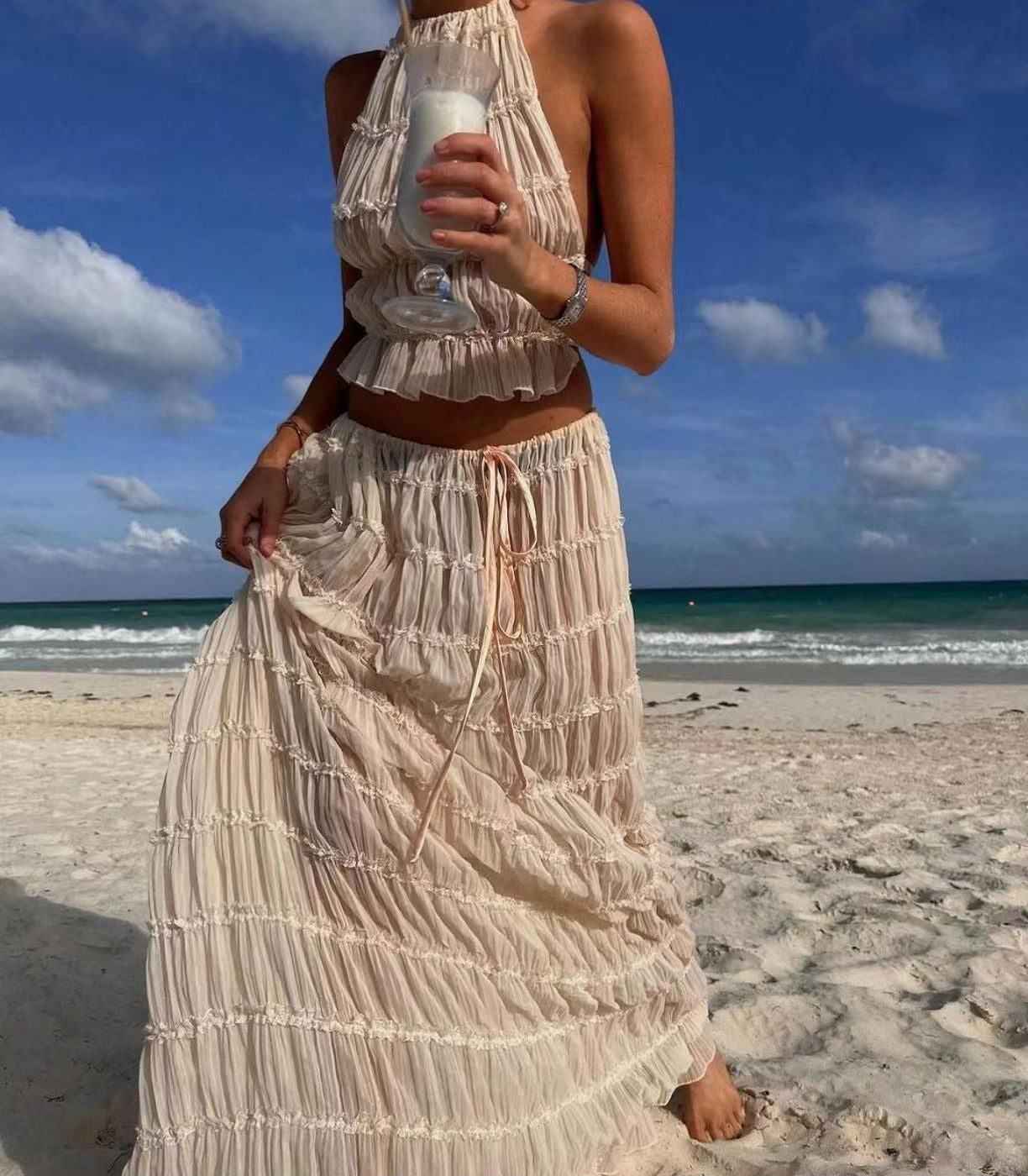 Ensemble été blanc style bohème