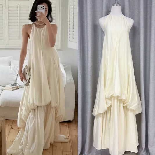 Zhao San Guan/26 Early Spring New Holiday Style Floral Bud-Style Fake Two-Piece Backless Strap Dress