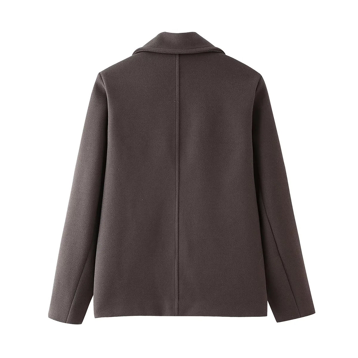 Cross-Border European And American Clothing Aliexpress Popular Solid Double-Breasted Wool Lapel Long-Sleeved Short Jacket
