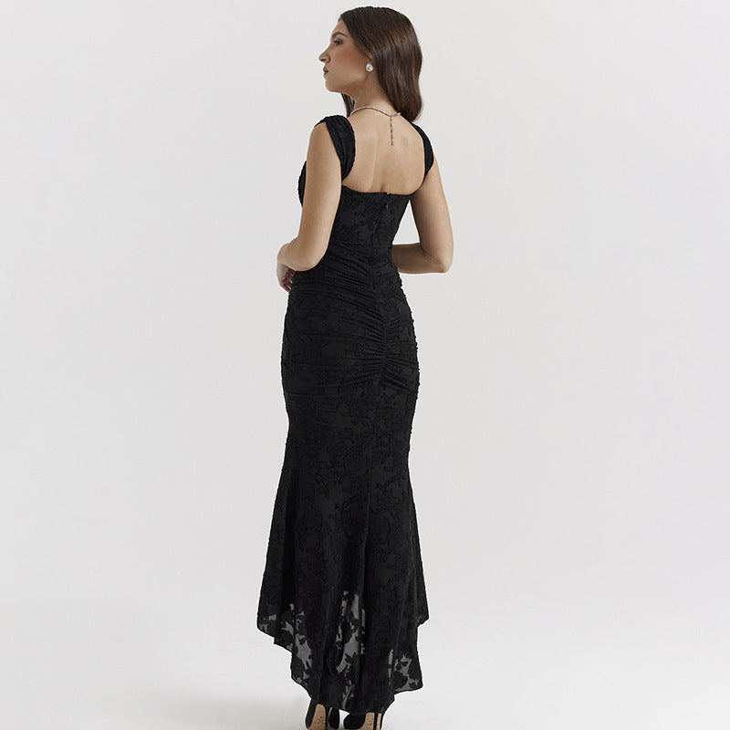 European And American Women's Printed Strap Tube Top Dress Fashion Hot Selling Sexy Spice Girl Elegant Backless Fishtail Dress Long Dress