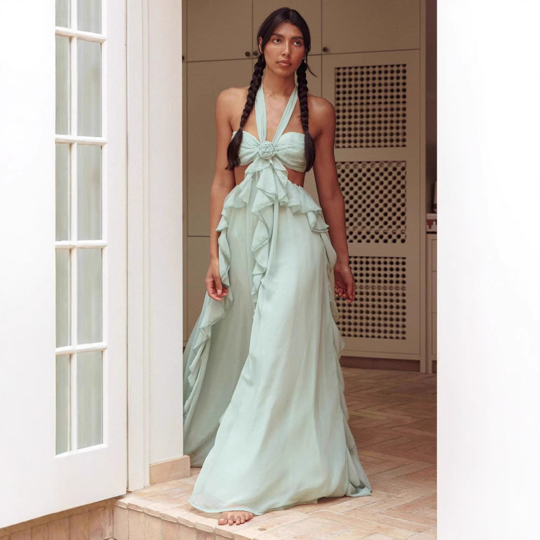 2025 Spring And Summer Cross-border Foreign Trade New Sexy Strapless Backless Ruffled Dress