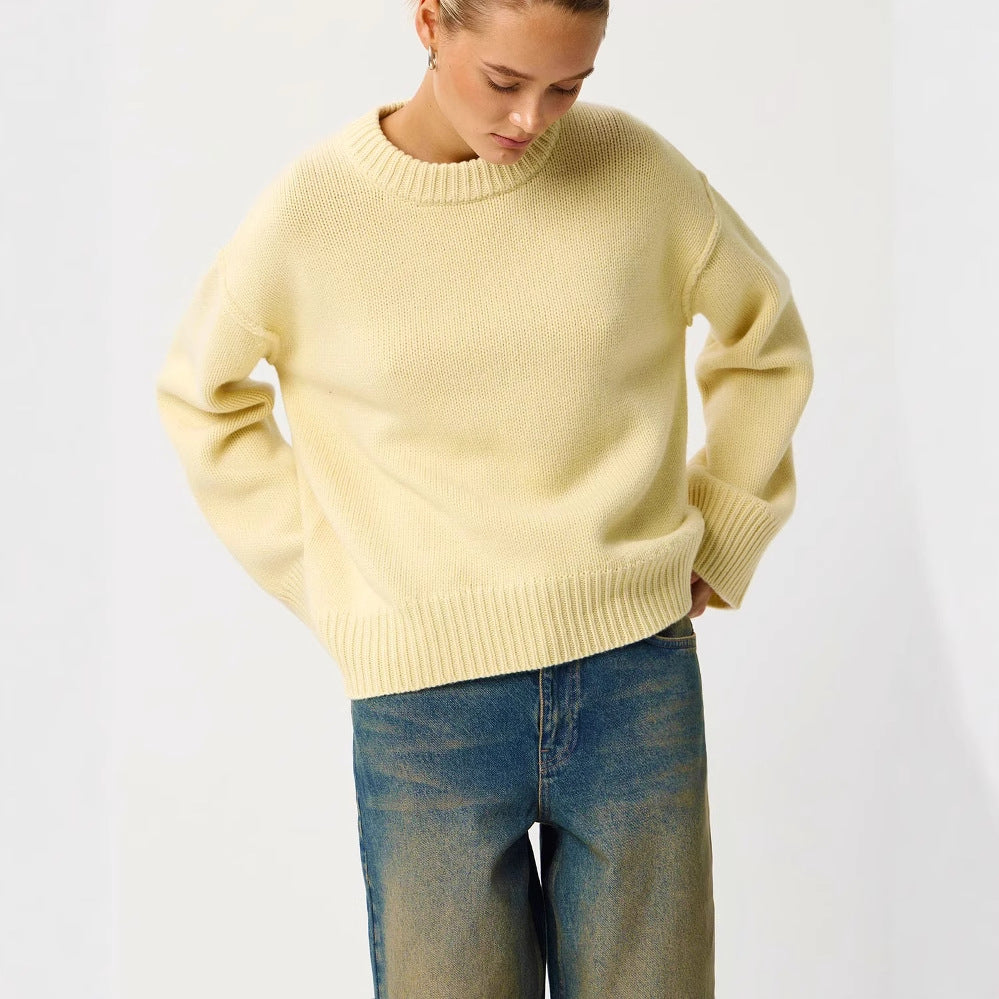 070 Russian Cross-Border Sweater Knitted New Amazon European And American Style Sweater Autumn And Winter Round Neck Sweater Loose