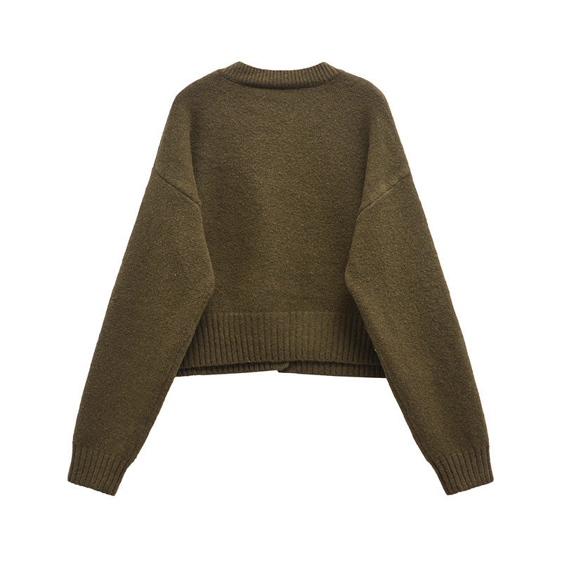 Gilet tricoté à col rond boutonné