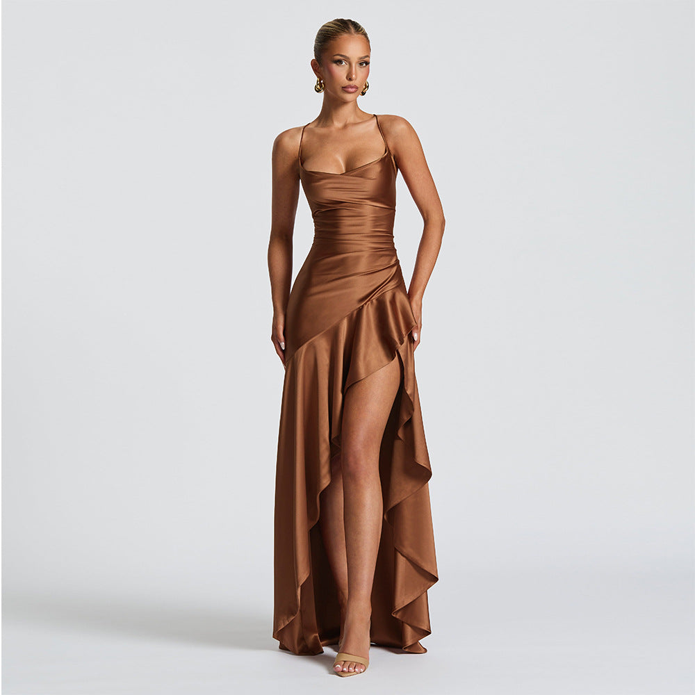 Robe Longue fente en Satin