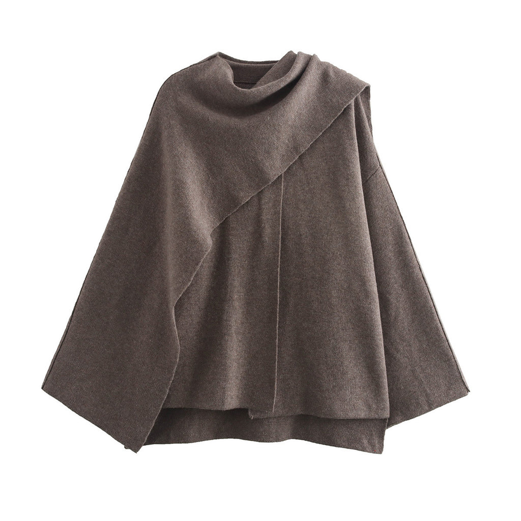 Manteau court en maille avec écharpe