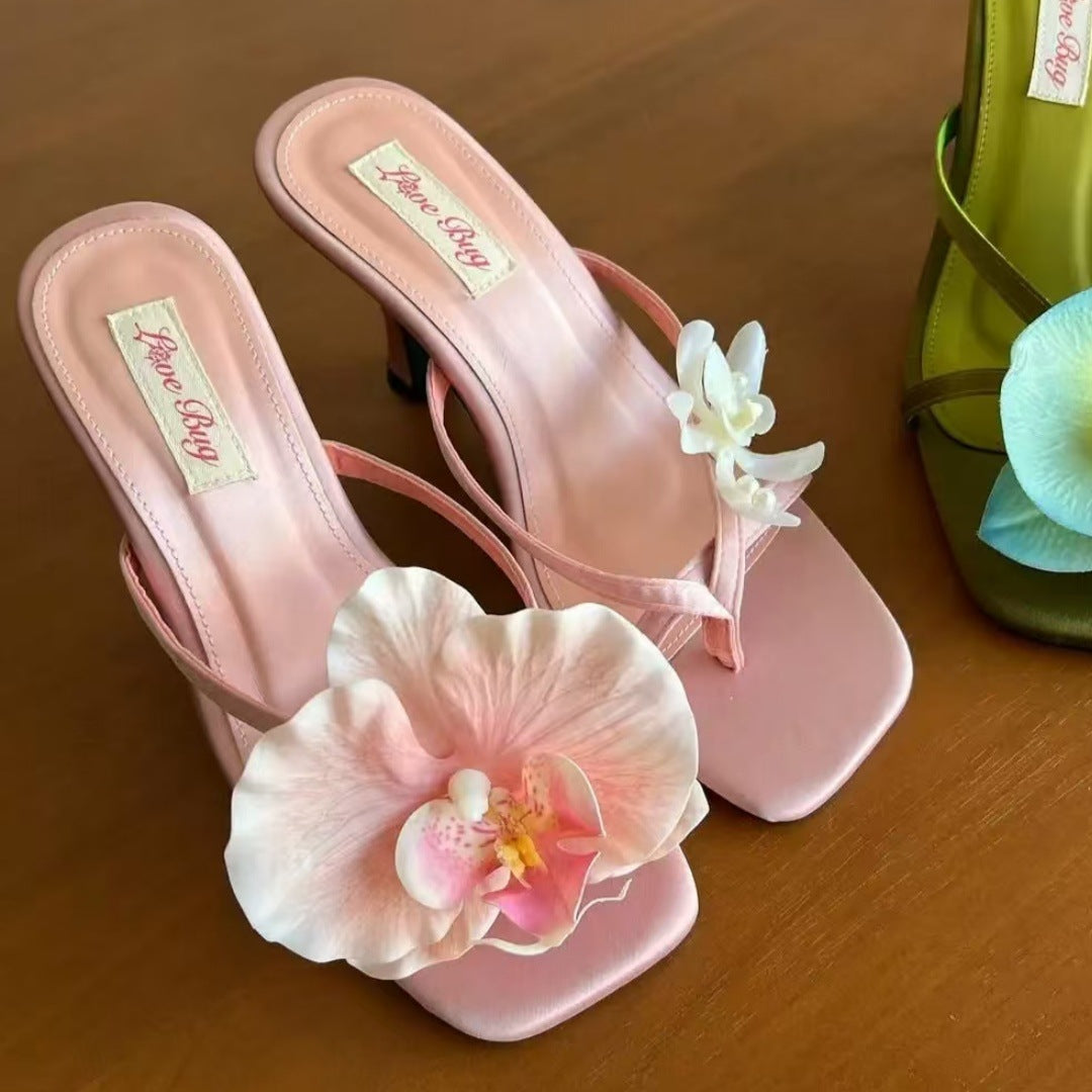 High-heeled Slippers Women's 2025 Spring And Summer New Style Elegant Sandals And Slippers Atmosphere Asymmetrical Women's Casual Sandals And Slippers