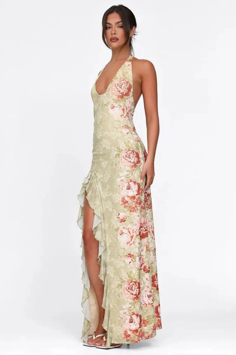 Robe Longue Dos Nu à Volants