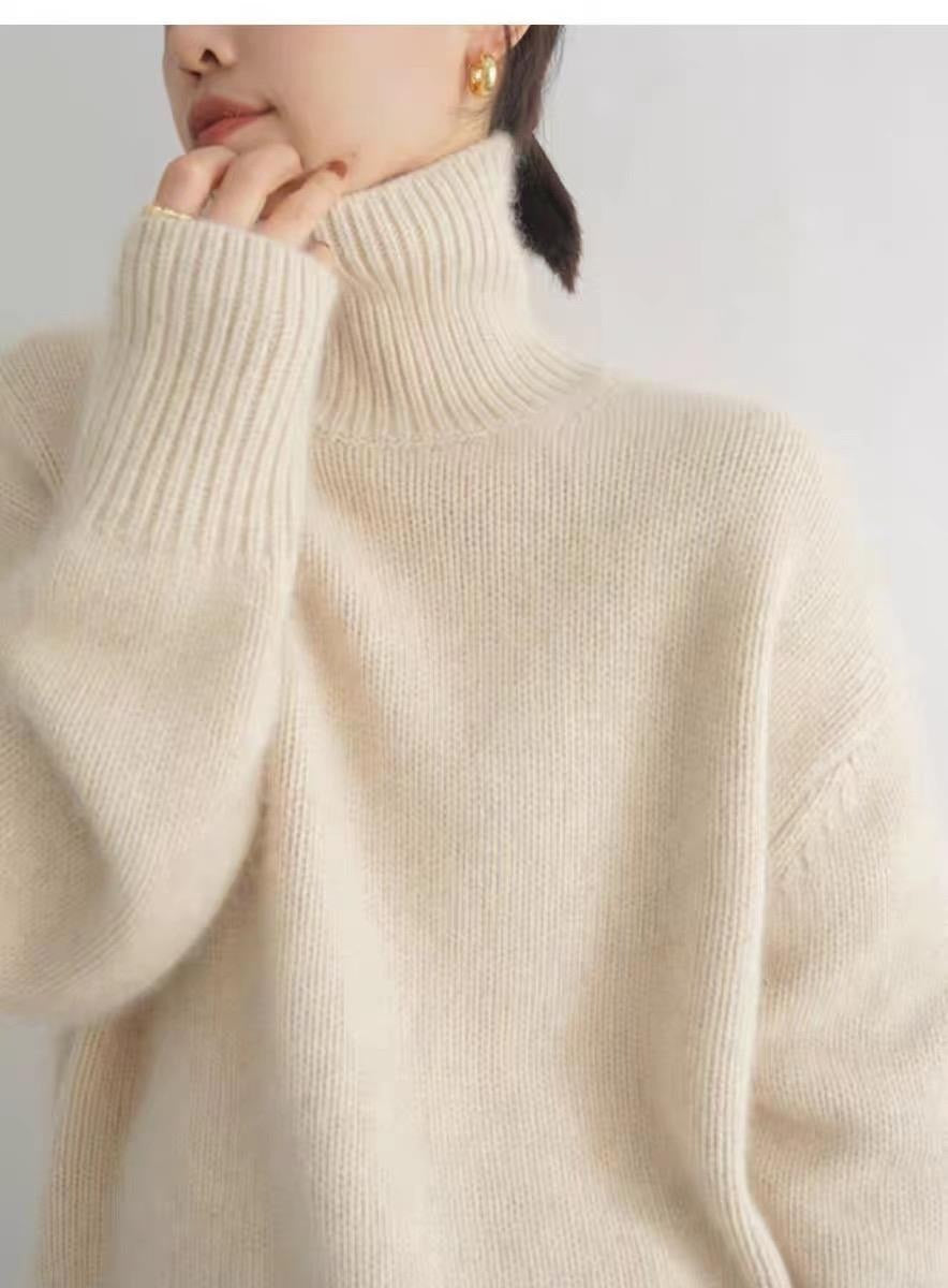 Pull Col Roulé Femme – Maille Épaisse