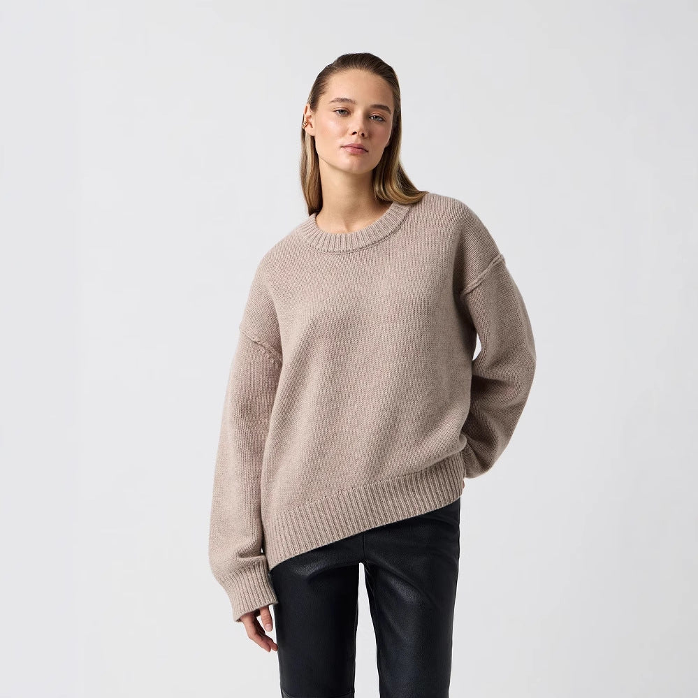 070 Russian Cross-Border Sweater Knitted New Amazon European And American Style Sweater Autumn And Winter Round Neck Sweater Loose