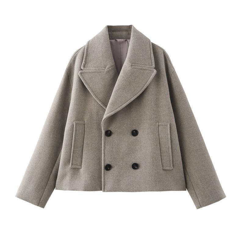 TAOP & ZA Autumn New European And American Style Women's Elegant Casual Loose Double-breasted Wool Short Coat 8372289