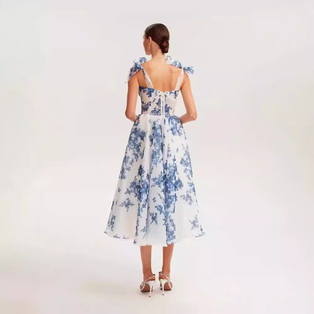 2024 Cross-border New Off-shoulder European And American Women's Fashion Organza Fairy Long Temperament Evening Dress Dress