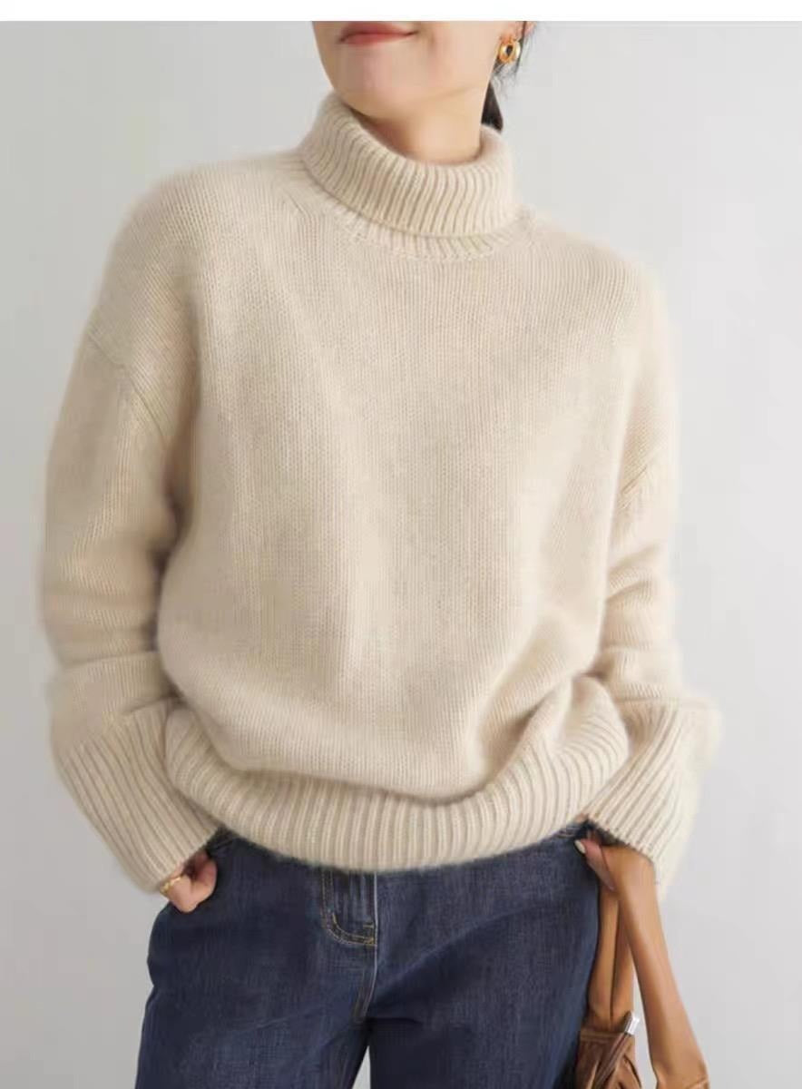 Pull Col Roulé Femme – Maille Épaisse