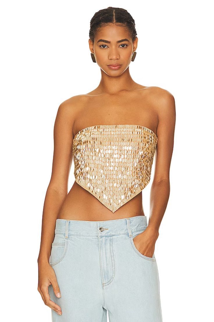 Top bustier doré à sequins