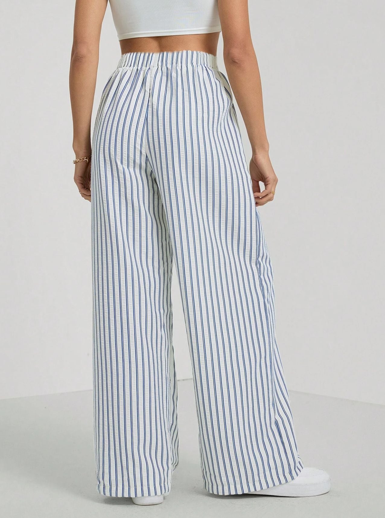 Pantalon Femme – Large Décontracté, Rayé