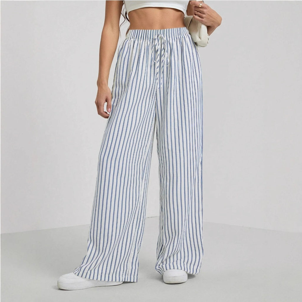 Europe And The United States Cross-border Foreign Trade Women's Clothing Explosions Independent Station Shein Amazon Temu Striped Casual Pants Straight Pants