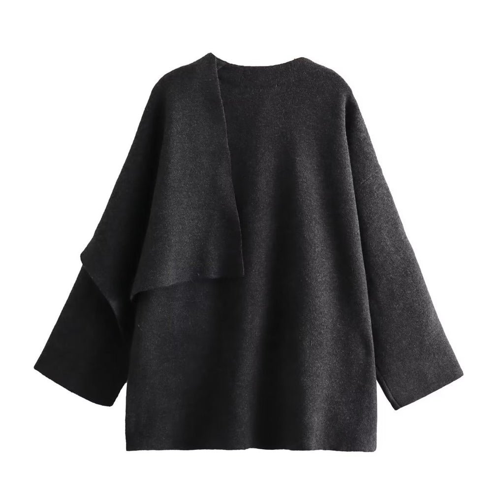 ZR Foreign Trade Wholesale European And American Style Women's Clothing With Asymmetric Scarf Short Knitted Coat 2756 100 802
