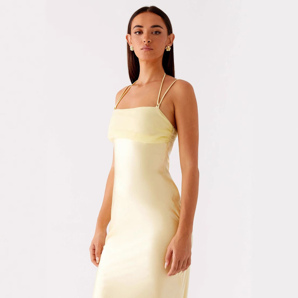 Amazon 25 Summer New Cross-border European And American Women's Sling Mesh Stitching Long Dress Sexy Long Dress For Women