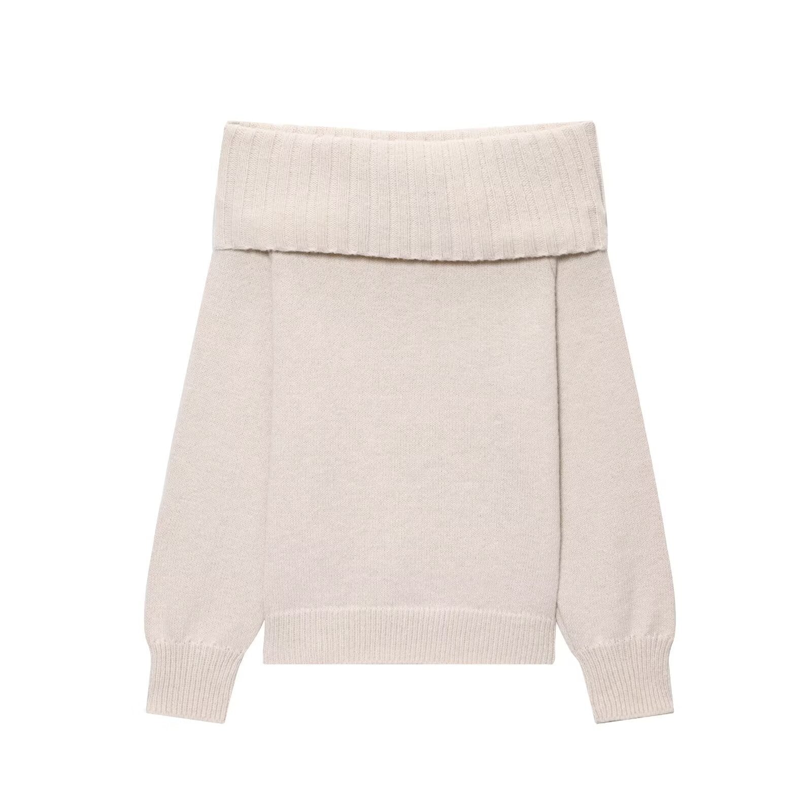 Ins Sexy One-Line Collar Pullover Knitwear 2025 Autum Cross-Border French Sexy Off-Shoulder Long-Sleeved Knitwear Top