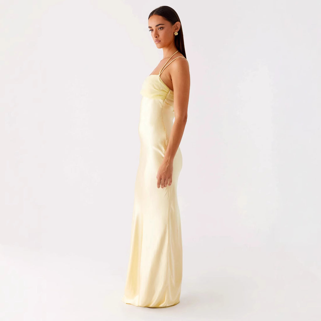 Amazon 25 Summer New Cross-border European And American Women's Sling Mesh Stitching Long Dress Sexy Long Dress For Women