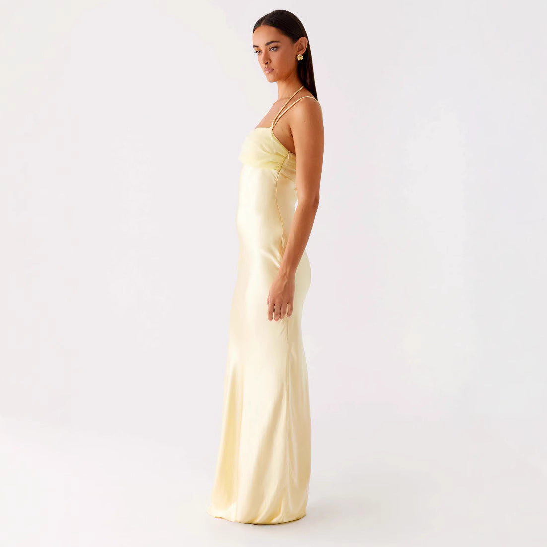 Amazon 25 Summer New Cross-border European And American Women's Sling Mesh Stitching Long Dress Sexy Long Dress For Women