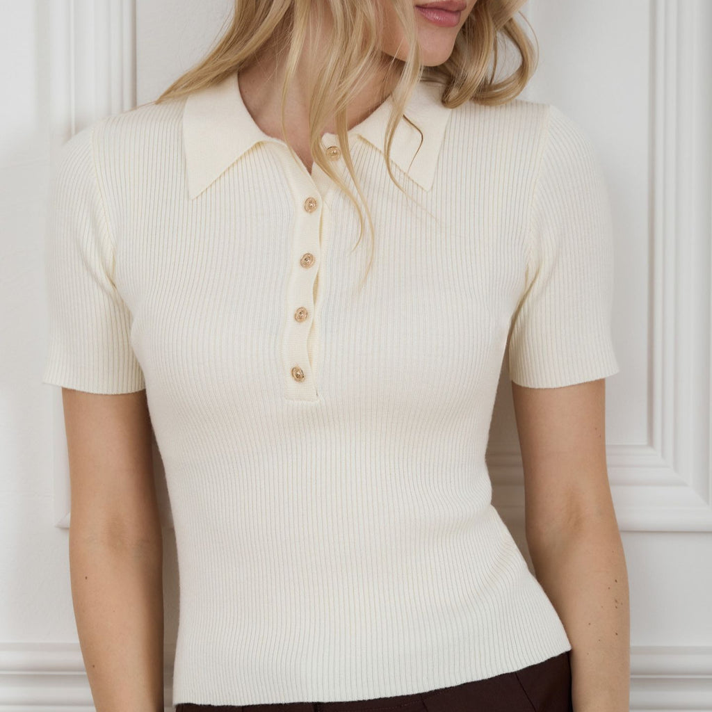 Knitted Lapel Top Short Sleeve Summer 2025 New European And American Cross-border Tight Slimming Pullover Threaded Top For Women