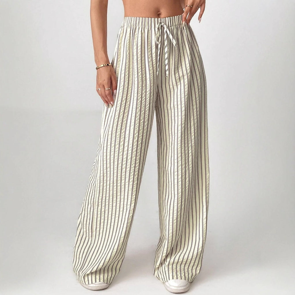 Europe And The United States Cross-border Foreign Trade Women's Clothing Explosions Independent Station Shein Amazon Temu Striped Casual Pants Straight Pants