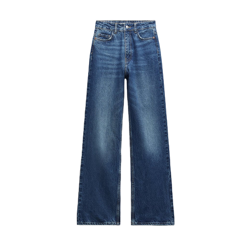 ZA Autumn New Women's All-match Slim-fit Loose Wide-leg Trousers High Waist Straight Jeans 6147177