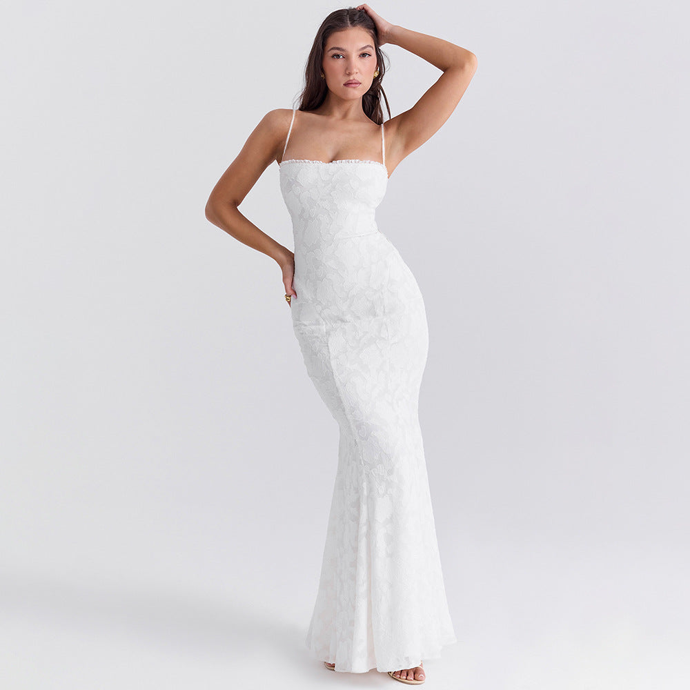 Robe longue dos nu à bretelles