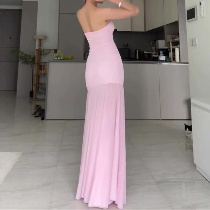 Robe Fendue en Tulle Transparent – Élégance Moderne & Allure Sensuelle