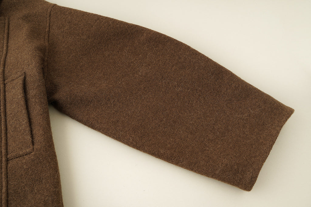 Manteau Court en Laine Style Old Money avec Col Revers