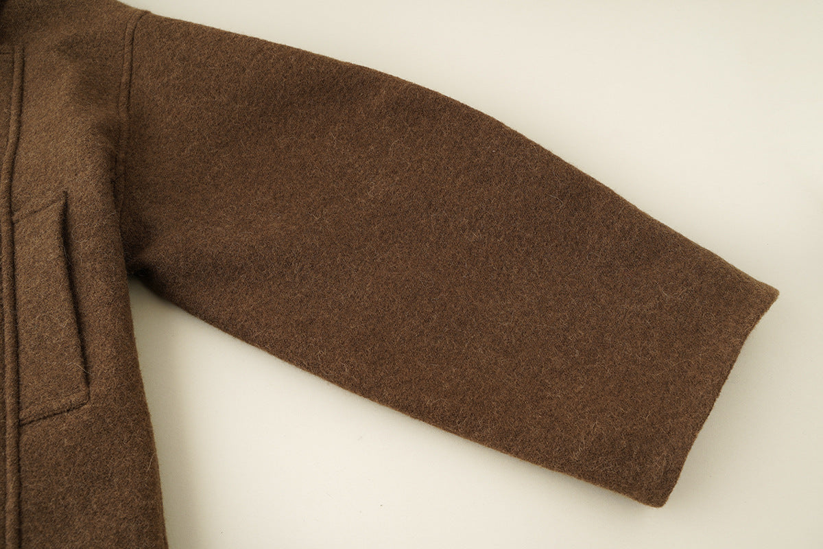 Manteau Court en Laine Style Old Money avec Col Revers