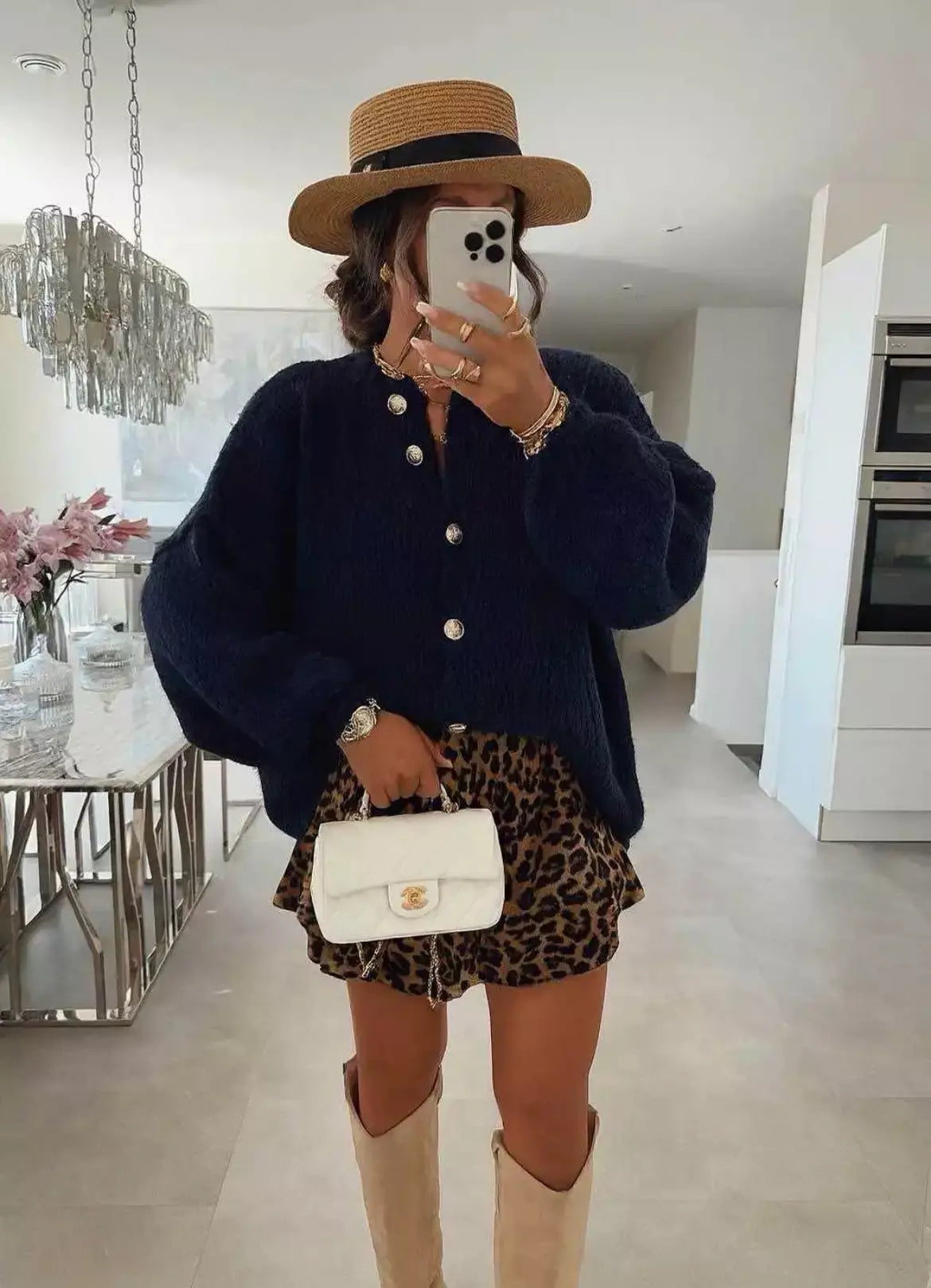 Cardigan col rond boutonné