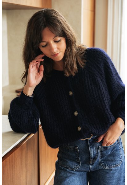 Cardigan col rond boutonné
