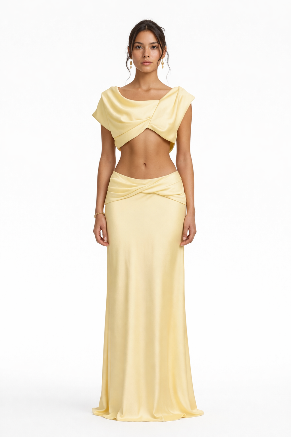 Ensemble long drapé satiné