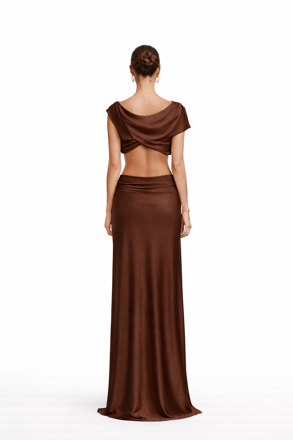 Ensemble long drapé satiné