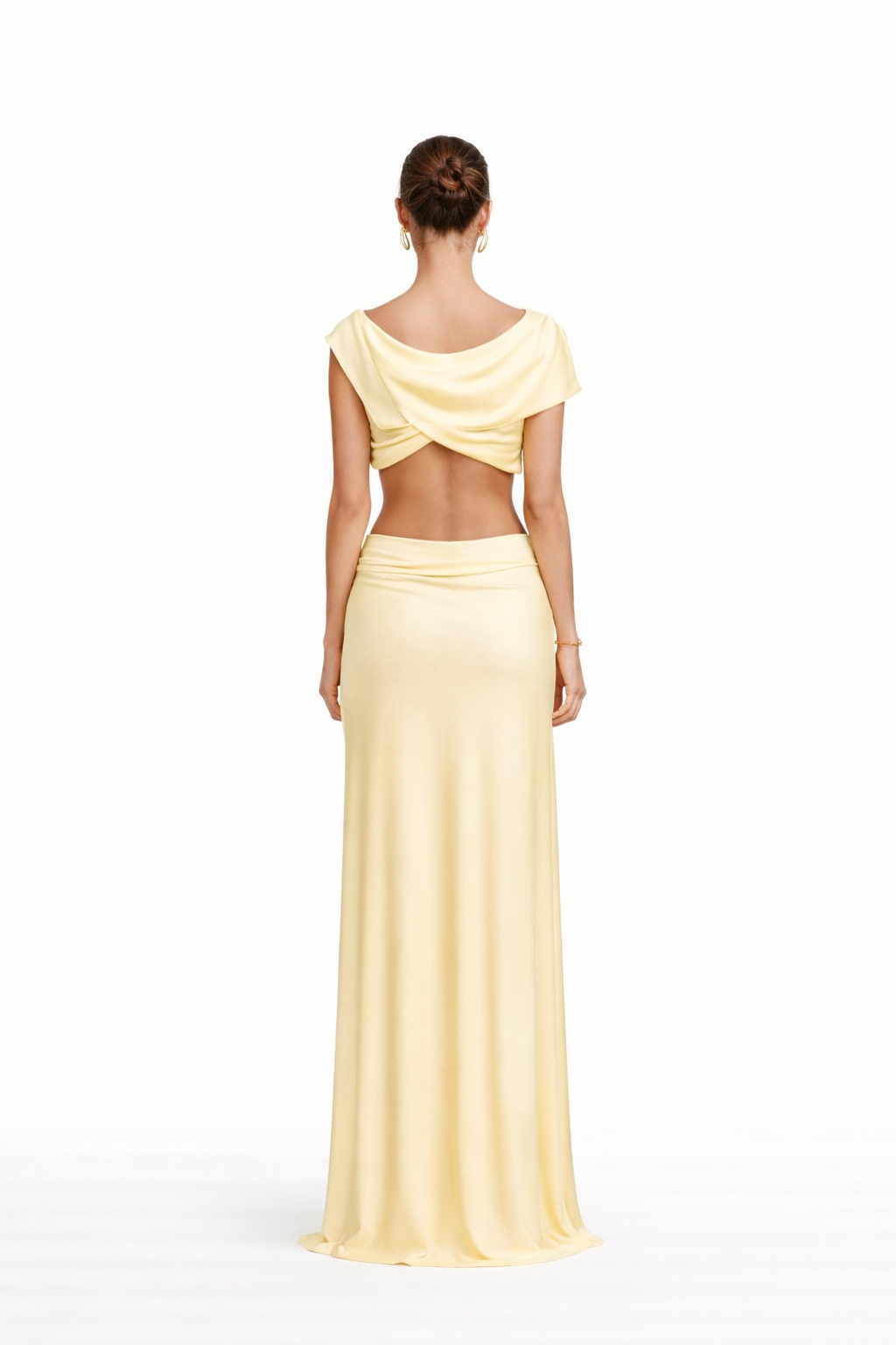 Ensemble long drapé satiné