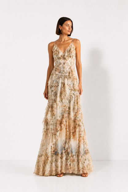 Robe Longue Fleurie Dos Nu