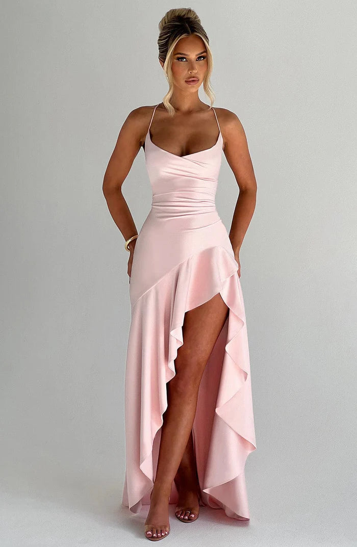 Robe Longue fente en Satin