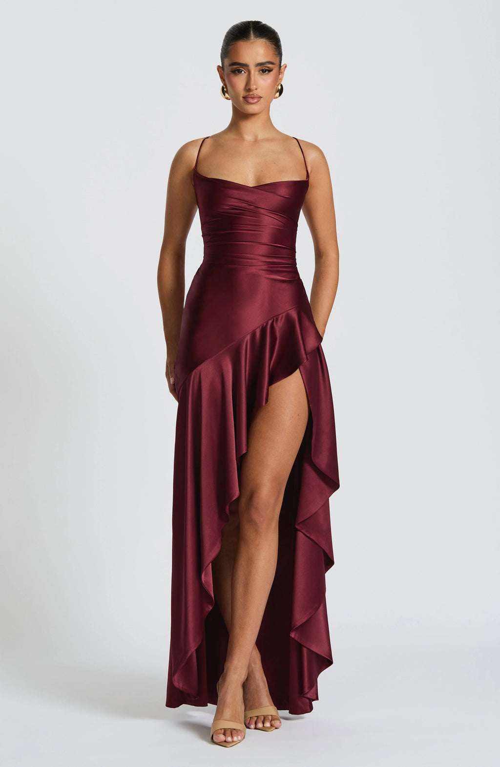 Robe Longue fente en Satin